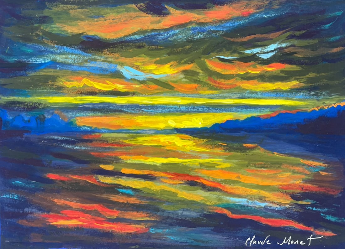 Claude Monet French (Drawing on Paper Painting) Style of (1 of 2)