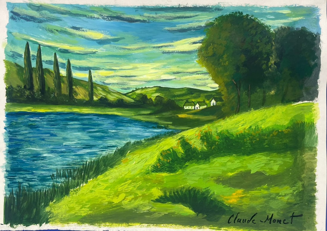 Claude Monet French (Drawing on Paper Painting) Style of (1 of 2)