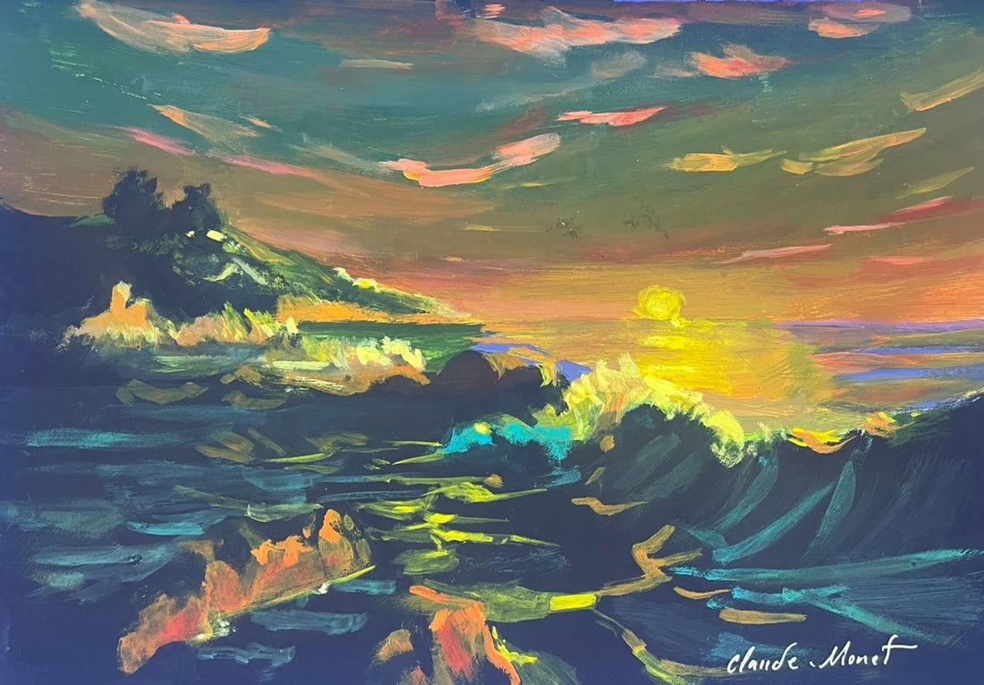 Claude Monet French (Drawing on Paper Painting) Style of (1 of 2)