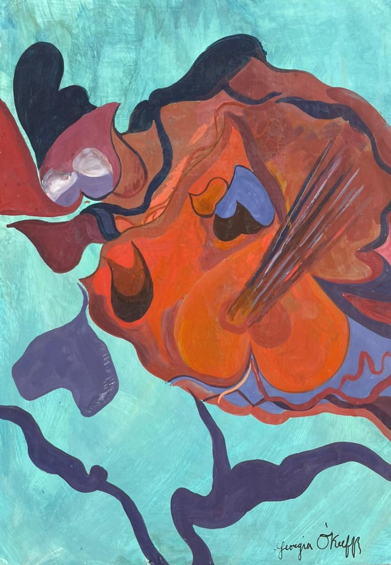 Georgia O'Keeffe (Drawing on Paper Painting) Style of (1 of 2)