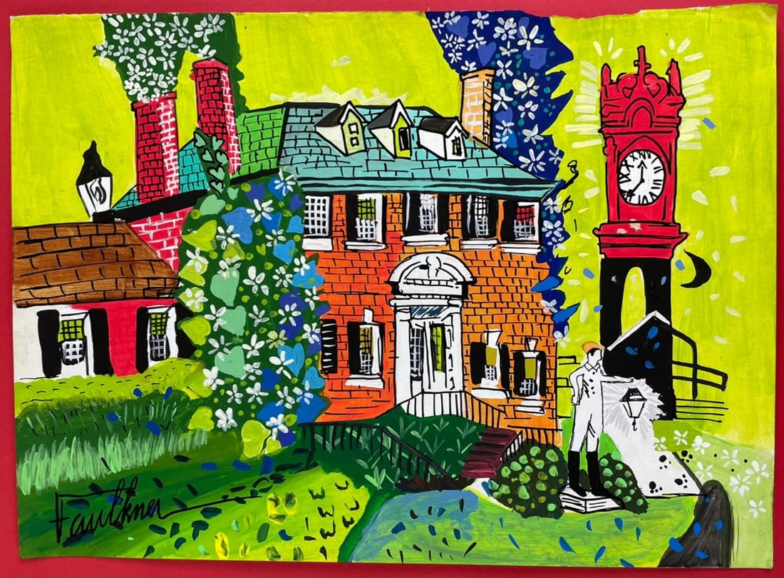 Henry Faulkner (Drawing on Paper Painting) Style of: Drawing on paper 8 x 12 inches, rendered in the style of Henry Faulkner (09 Jan 1924 - 05 Dec 1981) was an American artist and poet known as an eccentric rebel and bohemian. Provenance:Private Collect