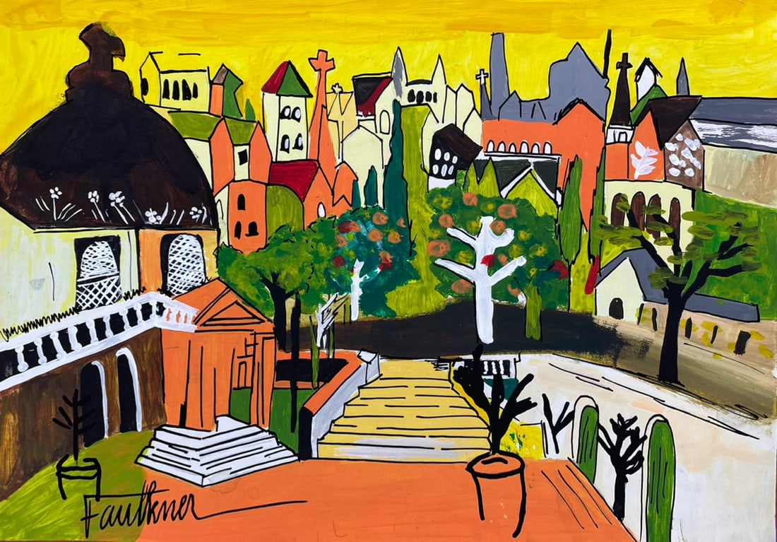 Henry Faulkner (Drawing on Paper Painting) Style of: Drawing on paper 8 x 12 inches, rendered in the style of Henry Faulkner (09 Jan 1924 - 05 Dec 1981) was an American artist and poet known as an eccentric rebel and bohemian. Provenance:Private Collect