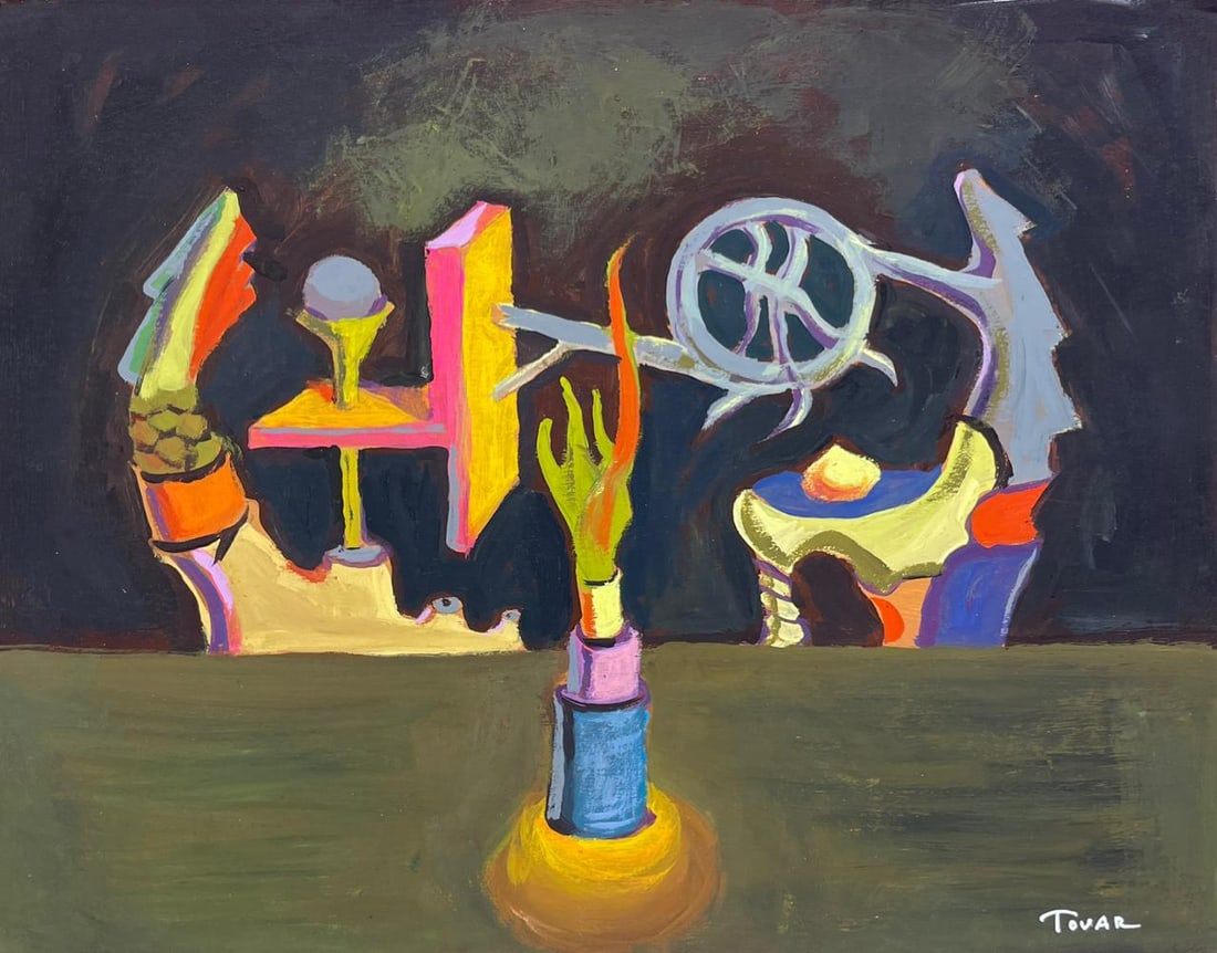 Ivan Tovar (Drawing on Paper Painting) Style of: Drawing on paper 8 x 12 inches, rendered in the style Ivan Tovar (28 Mar 1942 - 13 Apr 2020) was a Dominican painter considered the greatest representative of surrealism in the Dominican Republic, Cen