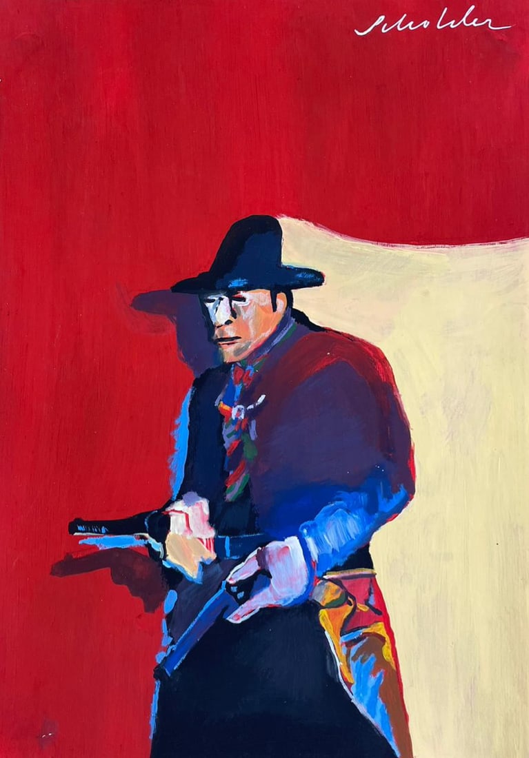 Fritz Scholder (Drawing on Paper Painting) Style of: Drawing on paper 8 x 11½ inches, rendered in the style Fritz Scholder (06 Oct 1937 - 10 Feb 2005) was a native American artist, who produced paintings, monotypes, lithographs, and sculptures. P