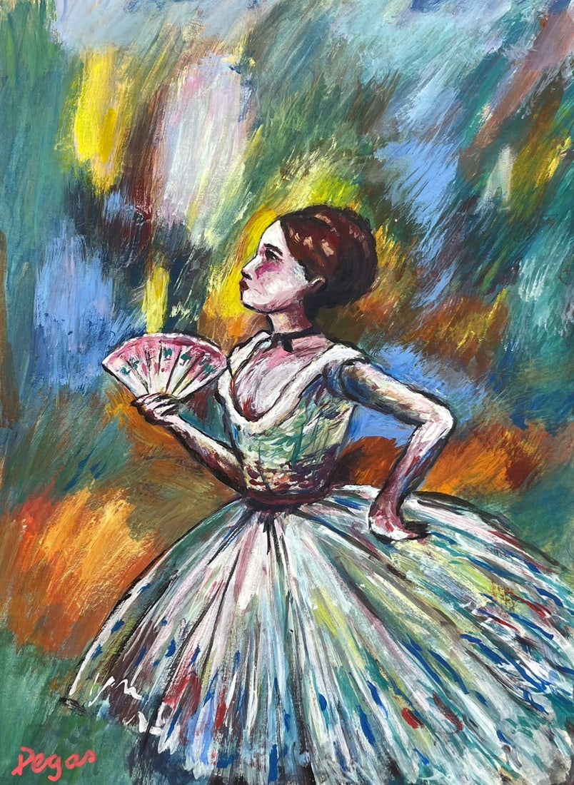 Edgar Degas (Drawing on Paper Painting) Style of: Drawing on paper 8 x 12 inches, rendered in the style of Degas (19 Jul 1834 - 27 Sep 1917) was a French Impressionist artist famous for his pastel drawings and oil paintings. Provenance:Private Collec