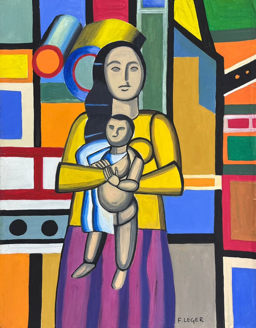 Fernand Leger (Drawing on Paper Painting) Style of (1 of 2)