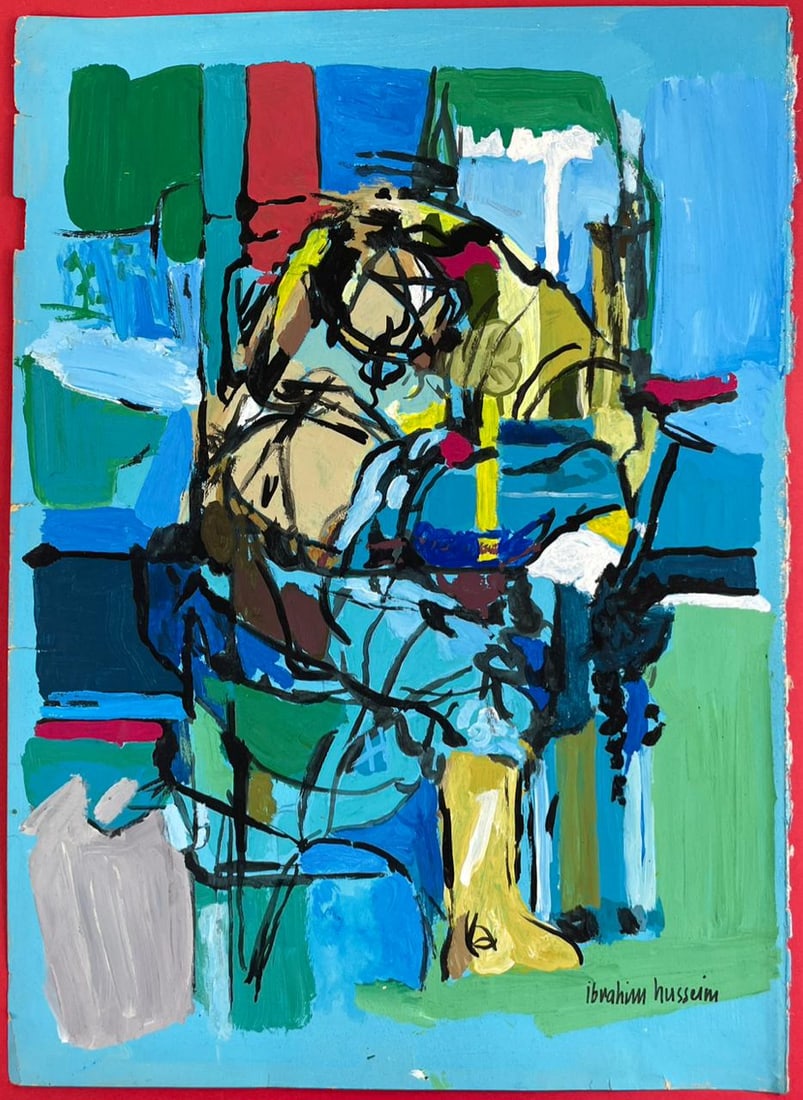 Ibrahim Hussein (Drawing on Paper Painting) Style of: Drawing on paper 8 x 12 inches, rendered in the style of Hussein (13 Mar 1936 - 19 Feb 2009) was a Malaysian artist. His main medium was one he devised himself and called "printage" a combination of p