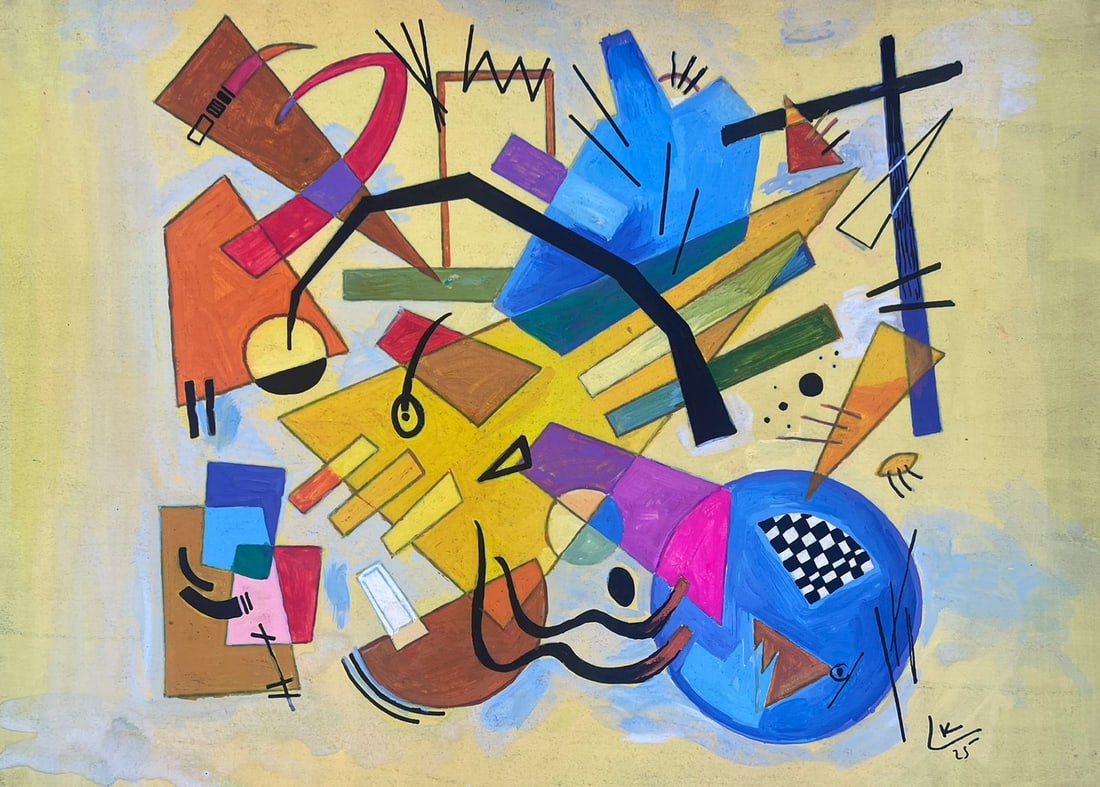 Wassily Kandinsky (Drawing on Paper Painting) Style of (1 of 2)