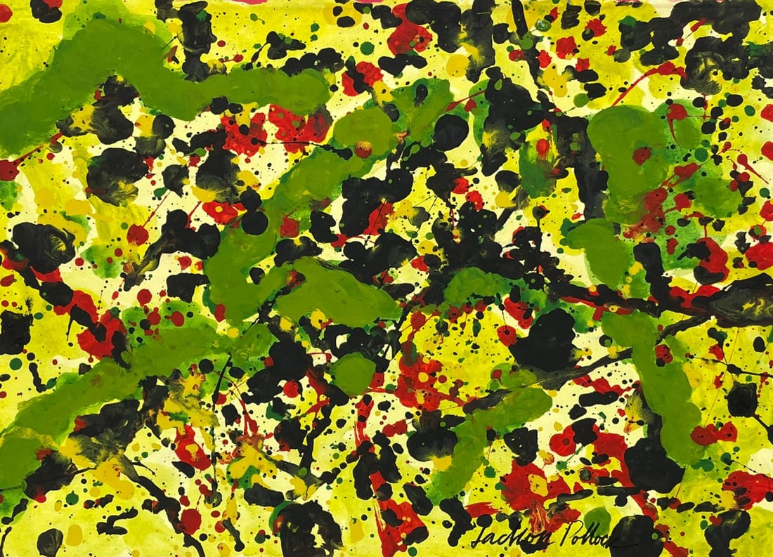 Jackson Pollock (Drawing on Paper Painting) Style of (1 of 2)