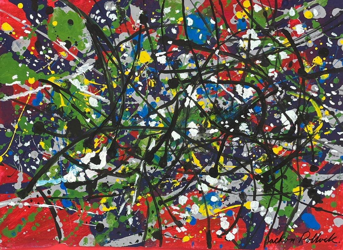 Jackson Pollock (Drawing on Paper Painting) Style of (1 of 2)