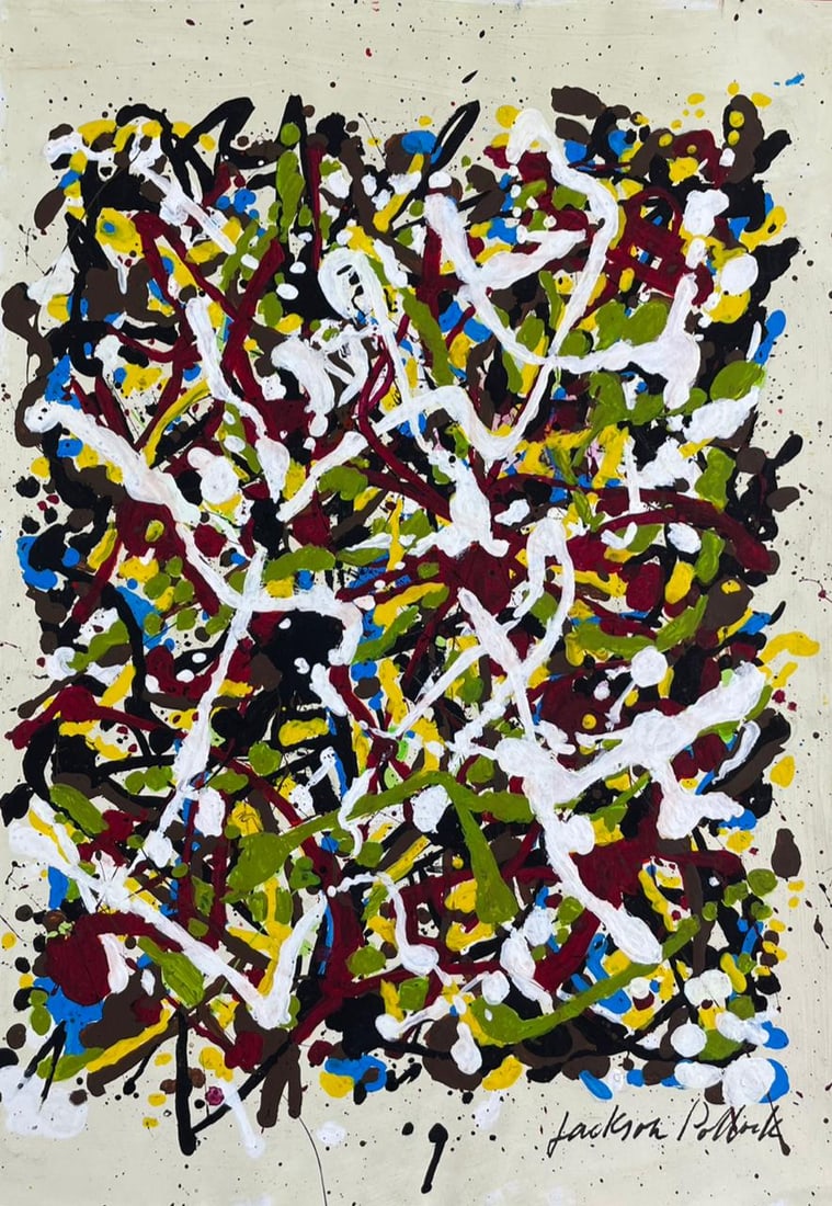 Jackson Pollock (Drawing on Paper Painting) Style of (1 of 2)