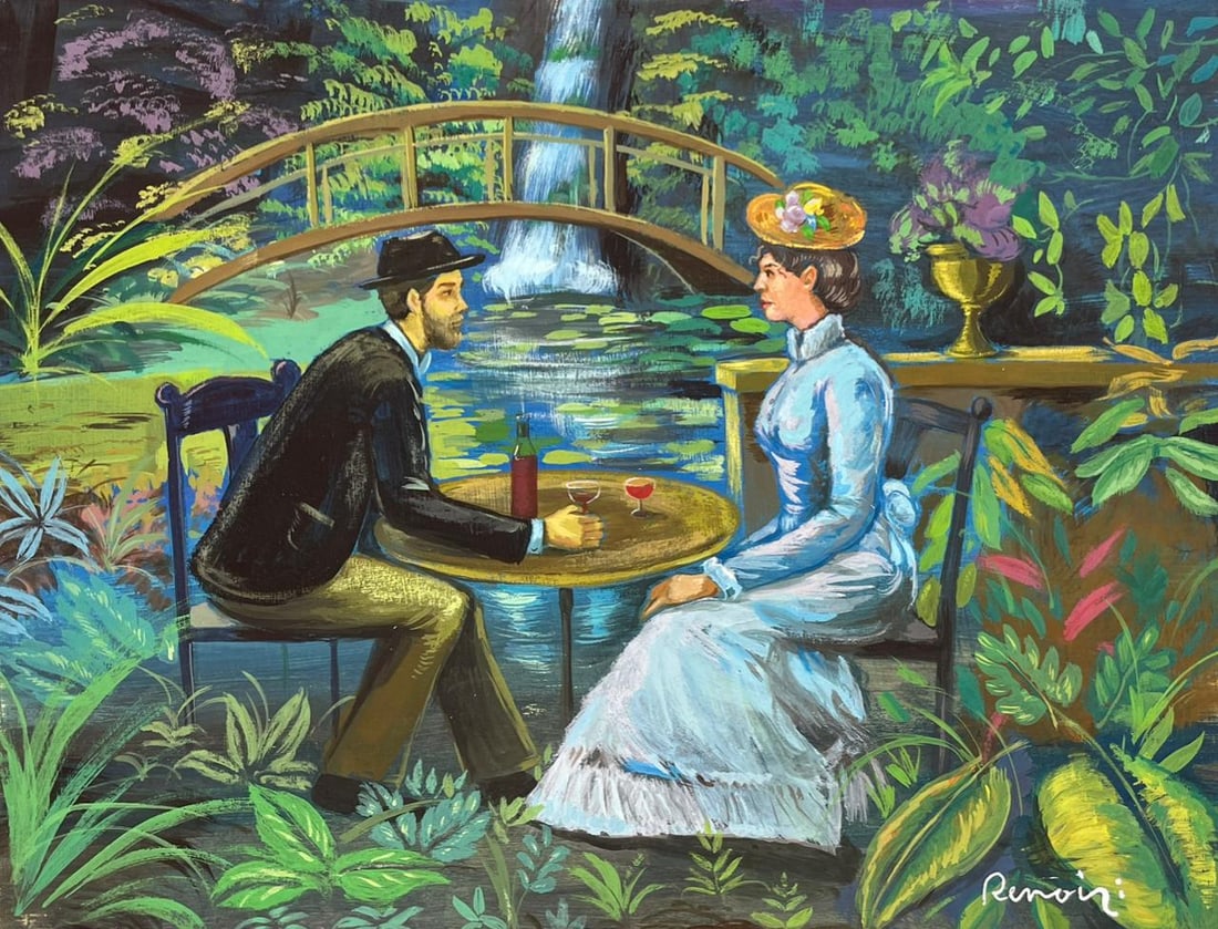 Pierre-Auguste Renoir (Drawing on Paper Painting) Style of: Drawing on paper 8 x 11½ inches, rendered in the style of Renoir (25 Feb 1841 - 03 Dec 1919) was a French artist who was a leading painter in the development of the Impressionist style. Provena