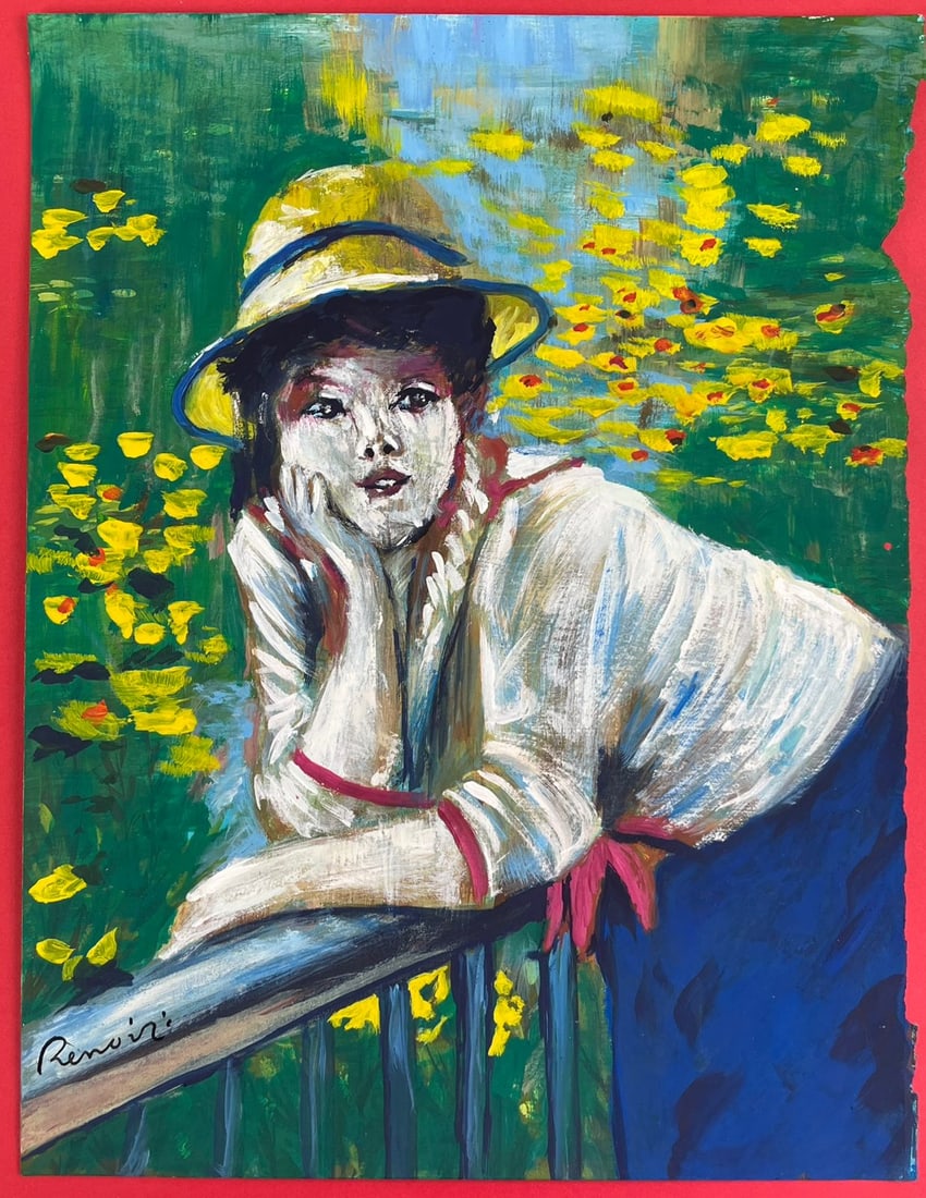 Pierre-Auguste Renoir (Drawing on Paper Painting) Style of: Drawing on paper 8 x 11½ inches, rendered in the style of Renoir (25 Feb 1841 - 03 Dec 1919) was a French artist who was a leading painter in the development of the Impressionist style. Provena