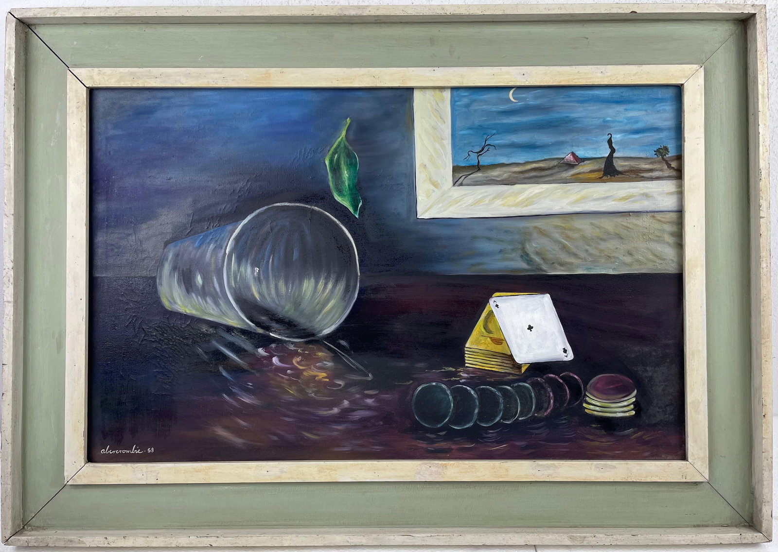 Gertrude Abercrombie (Oil on canvas painting) Style of: Oil on canvas painting 24 x 34 inches, rendered in the style of Gertrude Abercrombie (17 Feb 1909 - 03 Jul 1977) was an American painter based in Chicago. Called "the queen of the bohemian artists", A