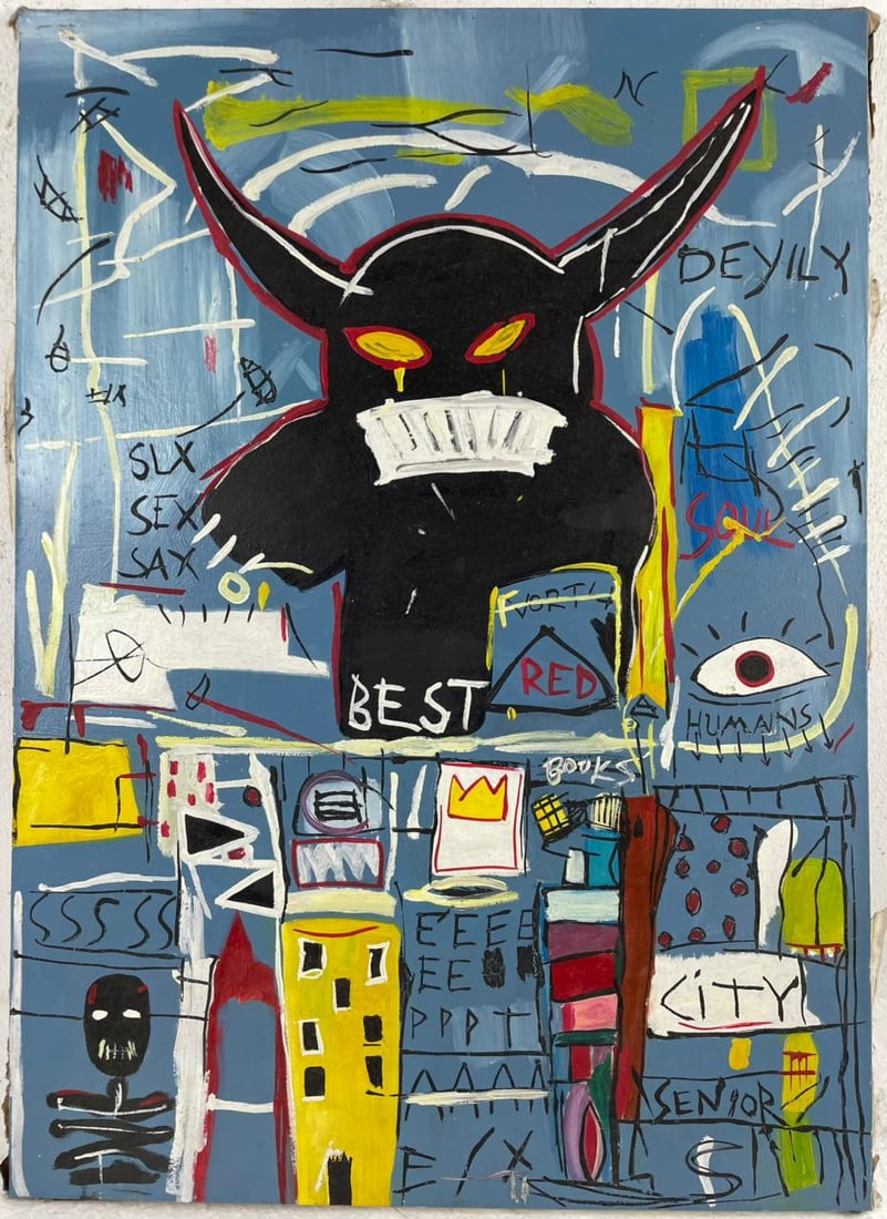 Jean-Michel Basquiat (Oil on canvas painting) Style of (1 of 4)