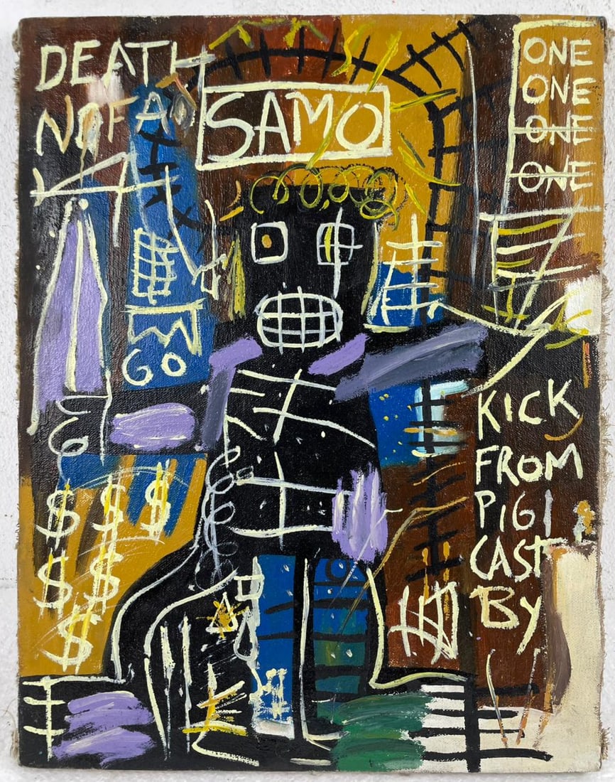 Jean-Michel Basquiat (Oil on canvas painting) Style of (1 of 4)