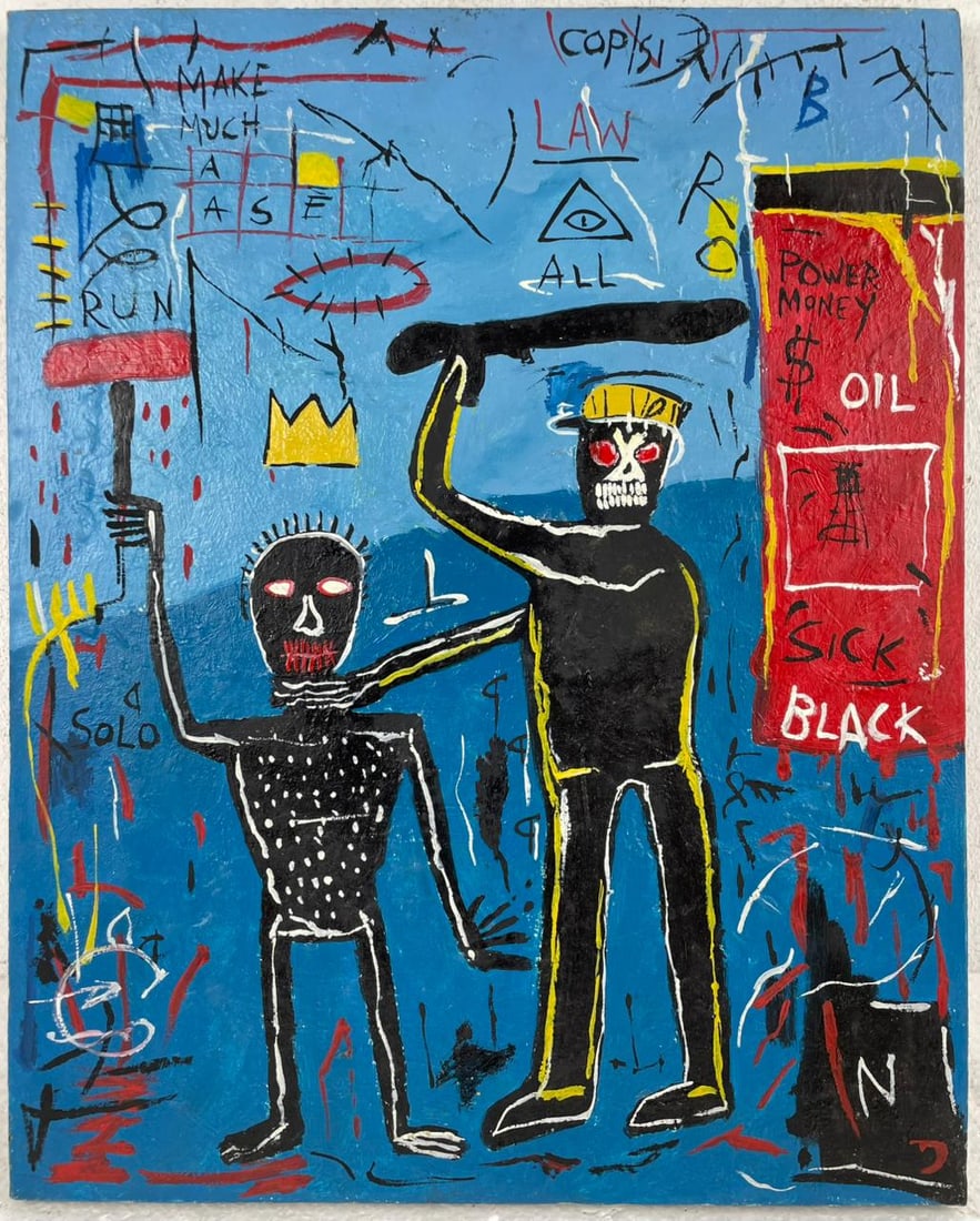 Jean-Michel Basquiat (Oil on canvas painting) Style of (1 of 4)