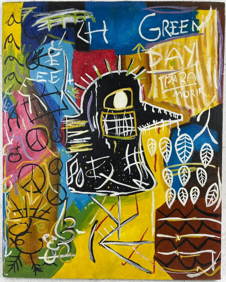 Jean-Michel Basquiat (Oil on canvas painting) Style of (1 of 4)