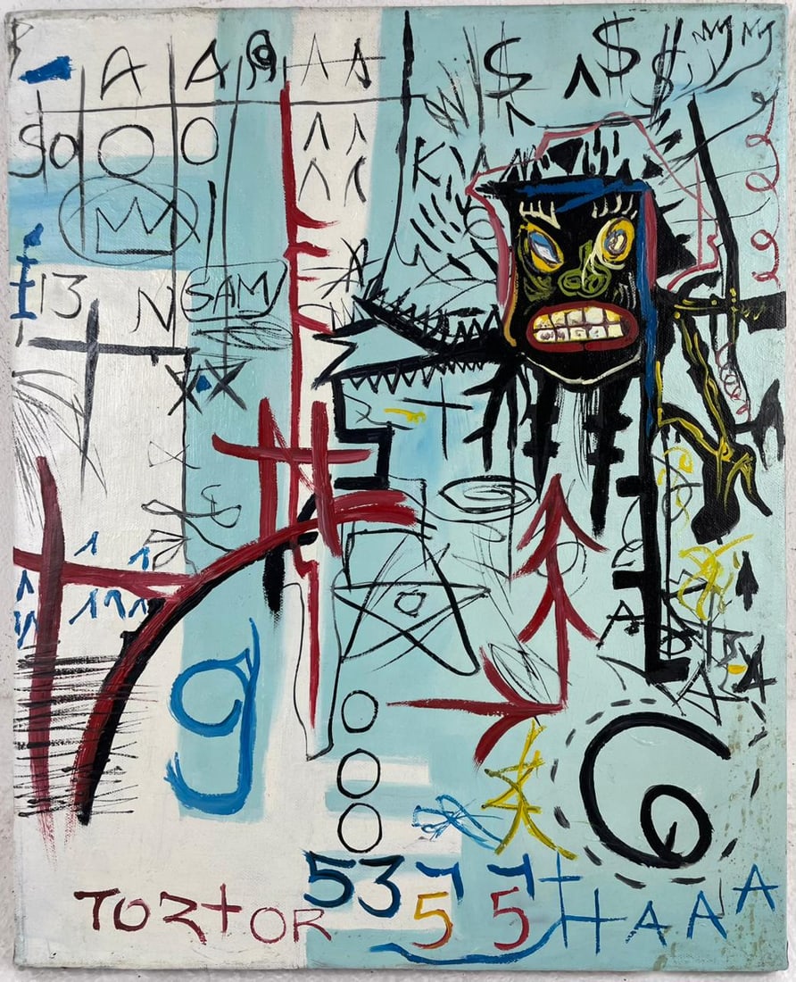 Jean-Michel Basquiat (Oil on canvas painting) Style of (1 of 4)