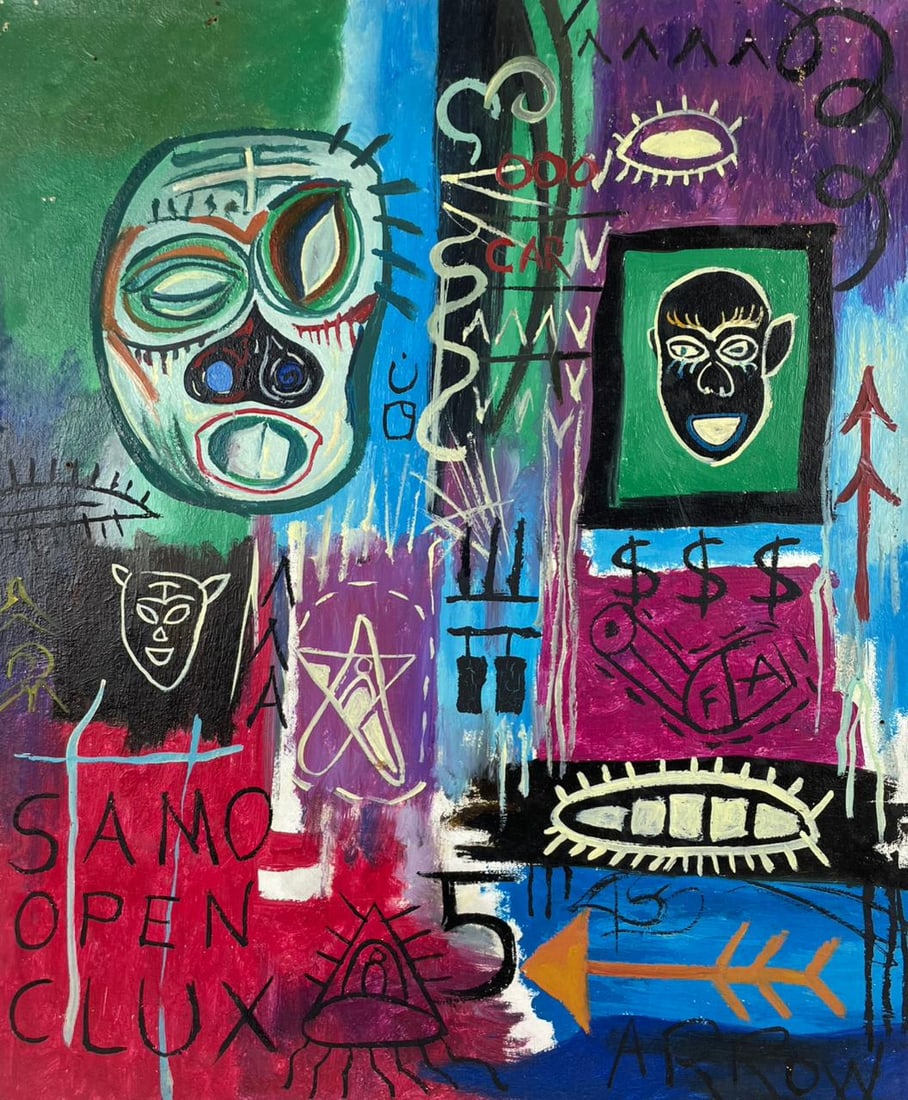 Jean-Michel Basquiat (Oil on canvas painting) Style of (1 of 4)