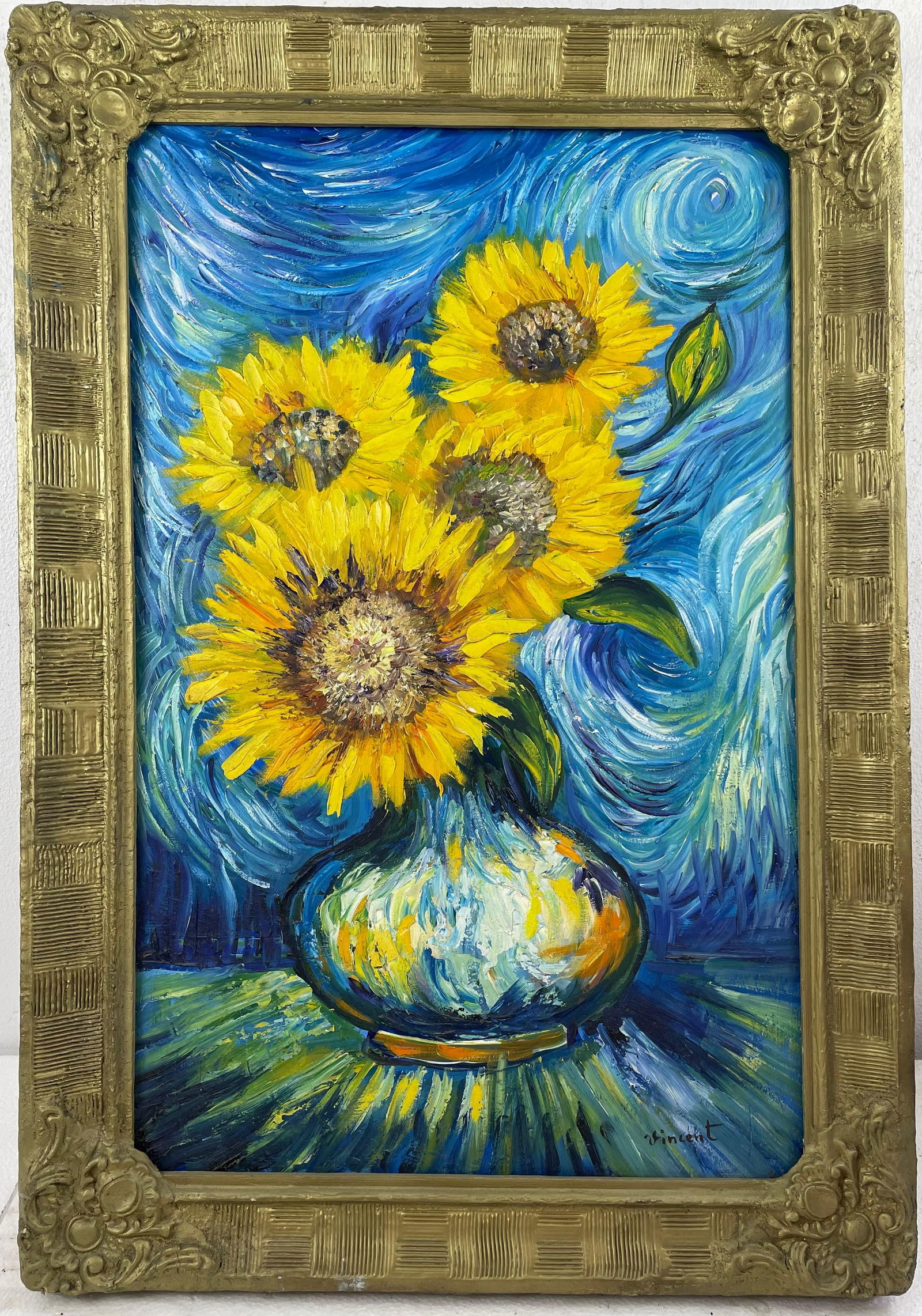 Vincent Van Gogh (Oil on cardboard painting) Style of (1 of 4)