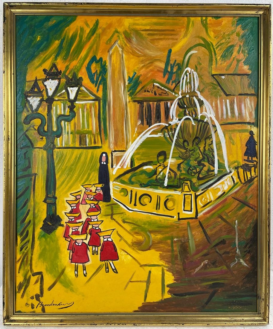 Ludwig Bemelmans (Oil on wood painting) Style of: Oil on wood painting 21 x 25½ inches, rendered in the style of Ludwig Bemelmans (27 Apr 1898 - 01 Oct 1962) was an Austrian and American writer and illustrator of children's books and adult nov