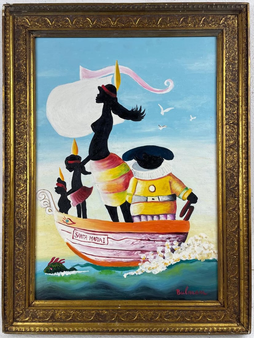 Orville Bulman (Oil on wood painting) Style of: Oil on wood painting 15½ x 30½ inches, rendered in the style of Orville Bulman (06 Jun 1904 - 04 Jan 1978) was an American businessman-turned-painter. He owned a gallery on Worth Avenue