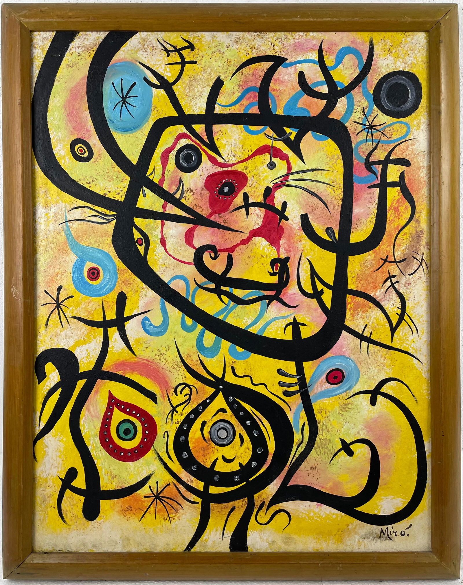 Joan Miro (Oil on canvas painting) Style of (1 of 4)