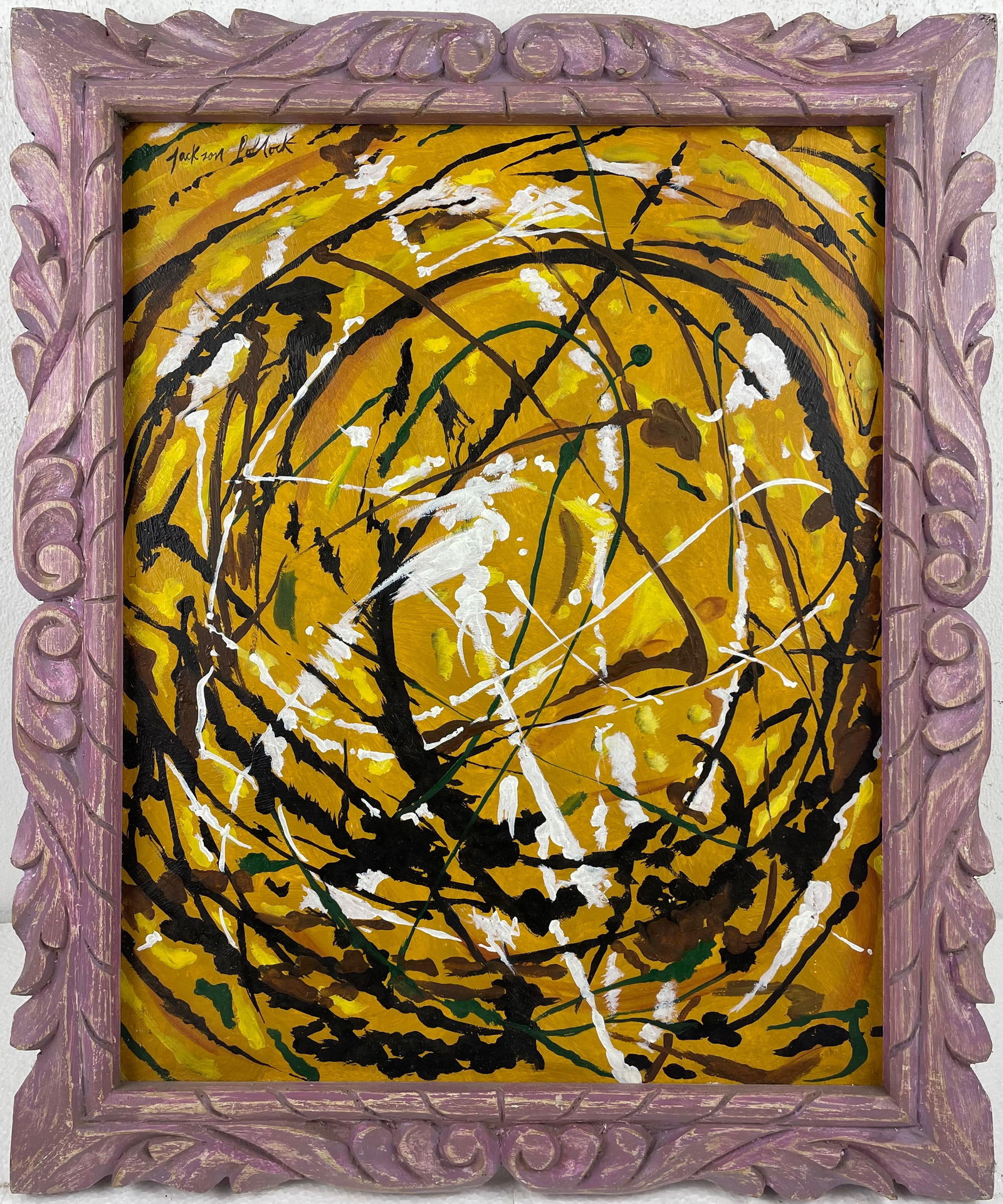 Jackson Pollock (Acrylic on canvas painting) Style of (1 of 4)