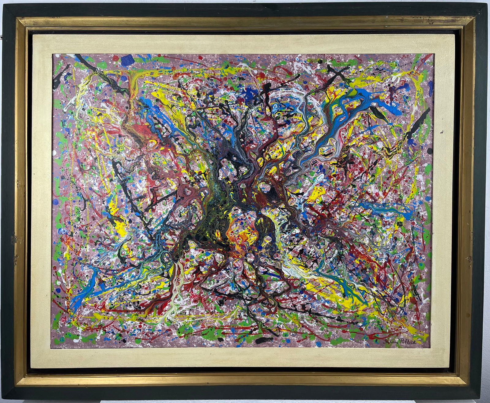 Jackson Pollock (Acrylic on canvas painting) Style of (1 of 4)