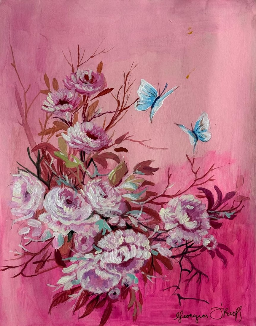 Georgia O'Keeffe (Drawing on Paper Painting) Style of (1 of 4)