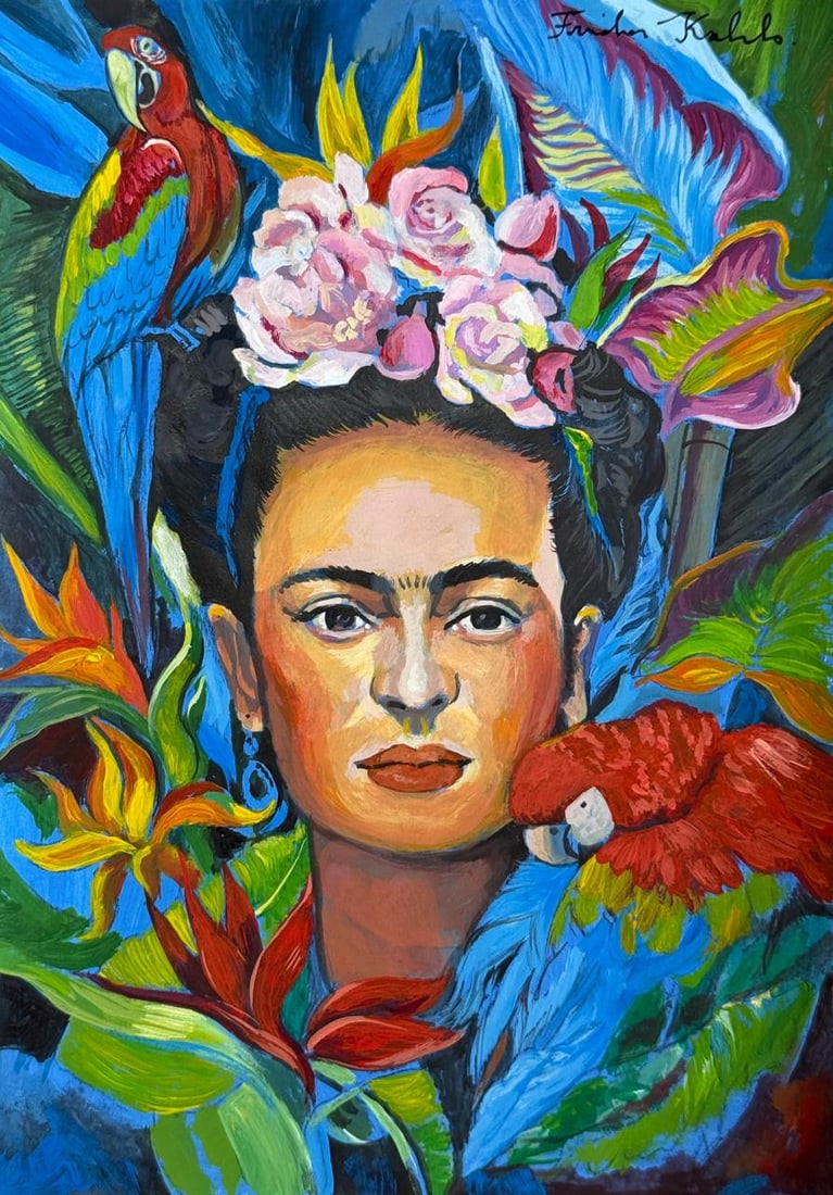 Frida Kahlo (Drawing on Paper Painting) Style of (1 of 4)