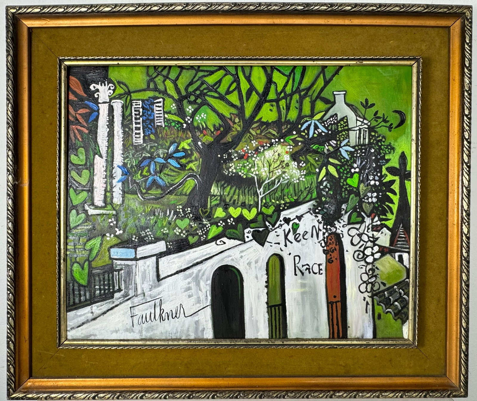 Henry Faulkner (Oil on canvas painting) Style of: Oil on canvas painting 22 x 26 inches, rendered in the style of Henry Faulkner (09 Jan 1924 - 05 Dec 1981) was an American artist and poet known as an eccentric rebel and bohemian. Provenance: Private