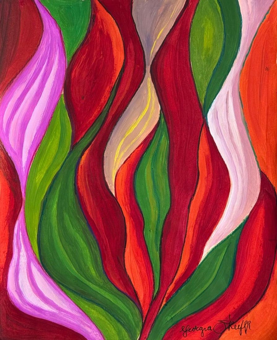 Georgia O'Keeffe (Drawing on Paper Painting) Style of: Drawing on paper 9 x 11 inches, rendered in the style Georgia O'Keeffe (15 Nov 1887 - 06 Mar 1986) was an American modernist painter and draftswoman whose career spanned seven decades and whose work r