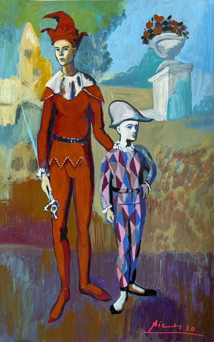 Pablo Picasso Spanish (Drawing on Paper Painting) Style of: Drawing on paper 7½ x 11½ inches, rendered in the style of Pablo Picasso (25 Oct 1881 - 08 Apr 1973) was a Spanish painter,he grew up in Barcelona, showing artistic talent at an early ag