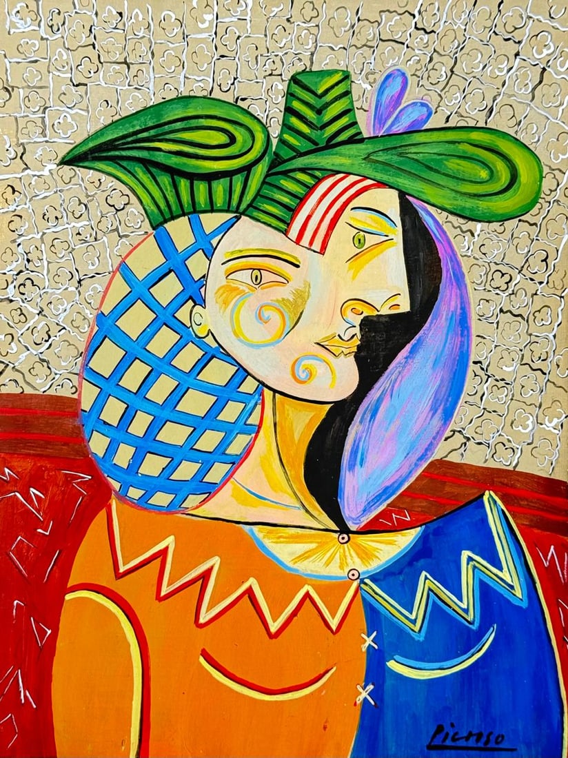 Pablo Picasso Spanish (Drawing on Paper Painting) Style of: Drawing on paper 8½ x 11 inches, rendered in the style of Pablo Picasso (25 Oct 1881 - 08 Apr 1973) was a Spanish painter,he grew up in Barcelona, showing artistic talent at an early age. Condi