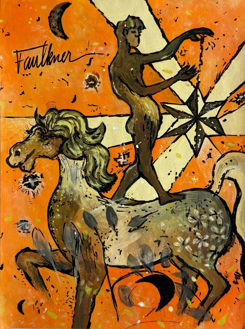 Henry Faulkner (Drawing on Paper Painting) Style of: Drawing on paper 8 x 10½ inches, rendered in the style of Henry Faulkner (09 Jan 1924 - 05 Dec 1981) was an American artist and poet known as an eccentric rebel and bohemian. Provenance:Private