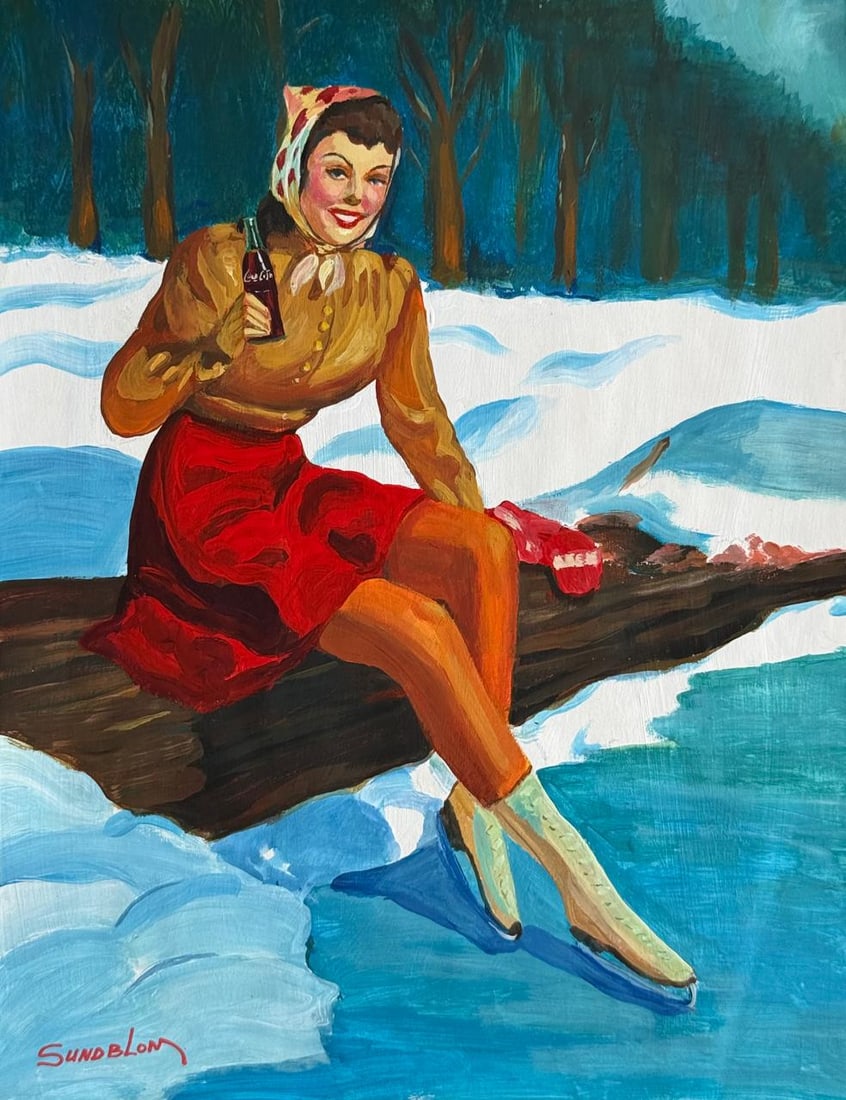 Haddon Sundblom (Mixed Media On Paper Painting) In the style of: Drawing on paper 8½ x 11 inches, rendered in the style of Haddon Sundblom (22 Jun 1899 - 10 Mar 1976) was an American artist best known for the images of Santa Claus he created for The Coca-Col