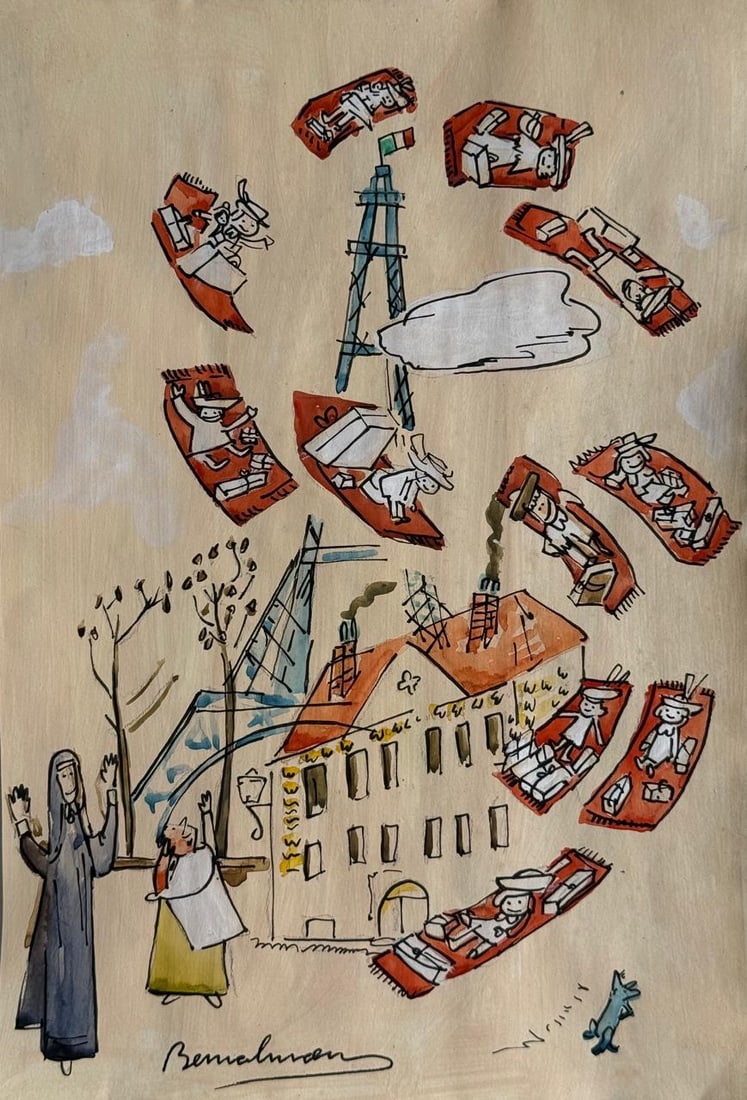 Ludwig Bemelmans (Drawing on Paper Painting) Style of (1 of 4)