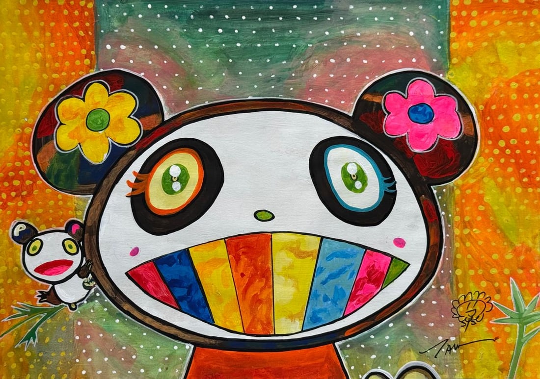 Takashi Murakami (Drawing on Paper Painting) Style of: Drawing on paper 8½ x 12 inches, rendered in the style of Takashi Murakami, born February 1, 1962 is a Japanese contemporary artist. Condition Report. Provenance: Private Collection. We are her
