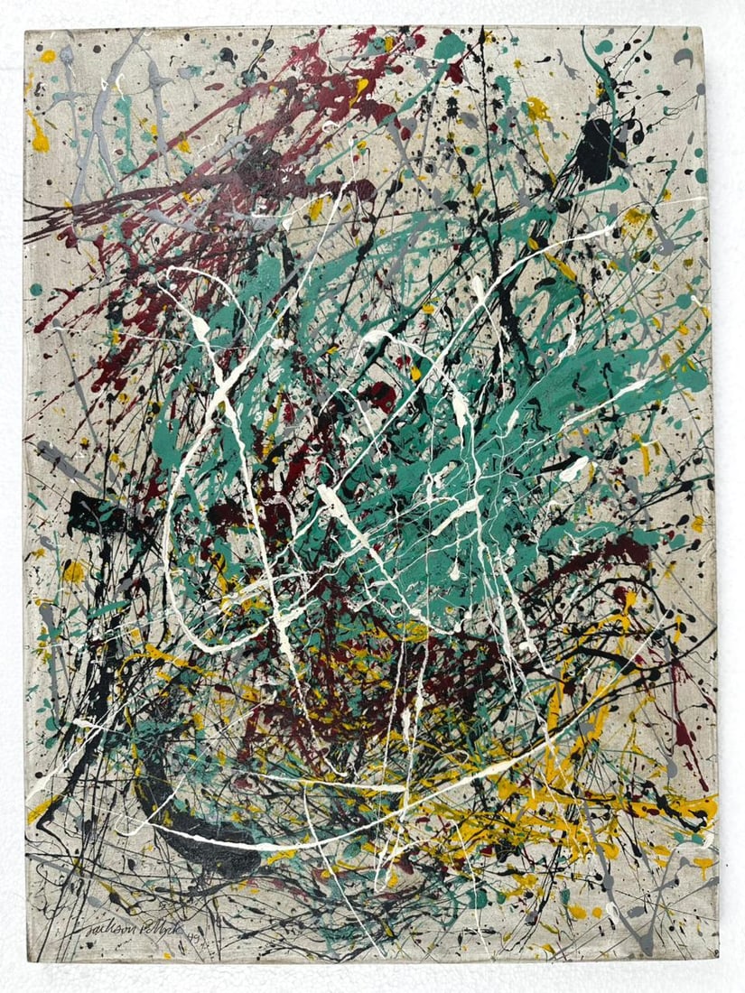 Jackson Pollock (Enamel on canvas painting) Style of (1 of 5)
