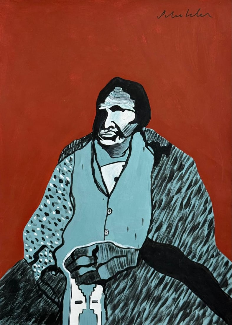Fritz Scholder (Mixed Media On Paper Painting) In the style of (1 of 4)