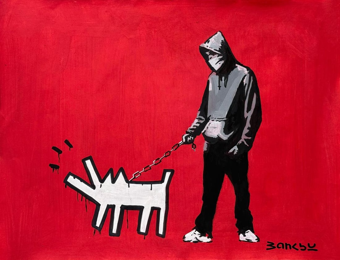 Banksy (Drawing on Paper Painting) Style of (1 of 4)