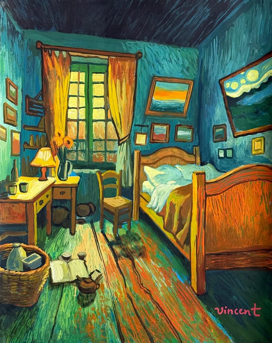 Vincent Van Gogh (Drawing on Paper Painting) Style of: Drawing on paper 8½ x 11 inches, rendered in the style of Vincent Van Gogh (30 Mar 1853 - 29 Jul 1890) was a Dutch painter, generally considered to be the greatest after Rembrandt van Rijn, and