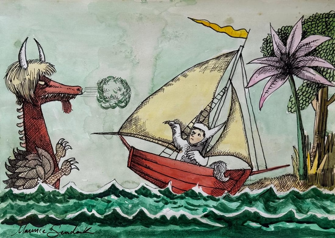 Maurice Sendak (Mixed Media On Paper Painting) In the style of (1 of 4)