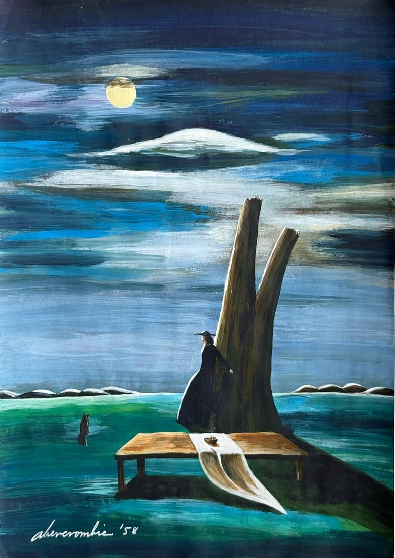 Gertrude Abercrombie (Drawing on Paper Painting) Style of: Drawing on paper 8½ x 12 inches, rendered in the style of Gertrude Abercrombie (17 Feb 1909 - 03 Jul 1977) was an American painter based in Chicago. Called "the queen of the bohemian artists", 