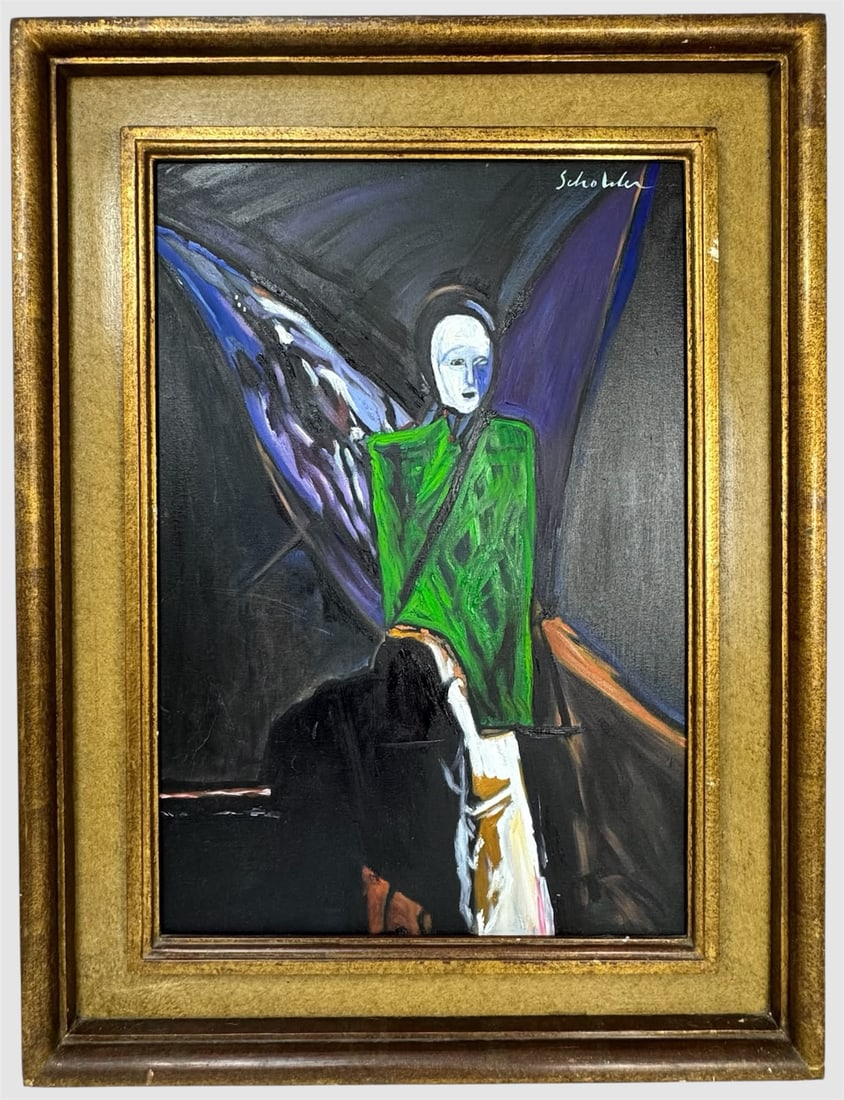 Fritz Scholder (Oil on canvas painting) Style of: Oil on canvas painting 18½ x 24 inches, rendered in the style of Fritz Scholder (06 Oct 1937 - 10 Feb 2005) was a Native American artist, who produced paintings, monotypes, lithographs, and scu