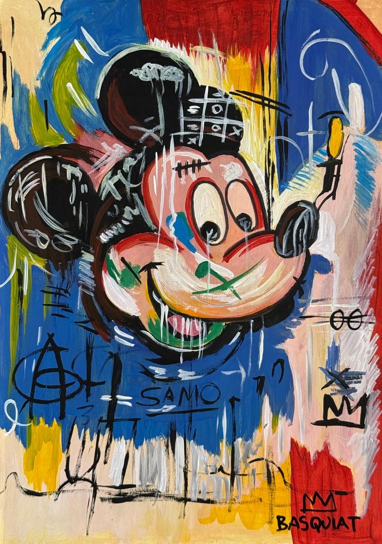 Jean-Michel Basquiat (Drawing on Paper Painting) Style of (1 of 4)
