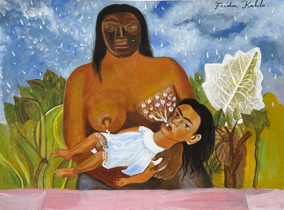 Frida Kahlo (Drawing on Paper Painting) Style of (1 of 4)