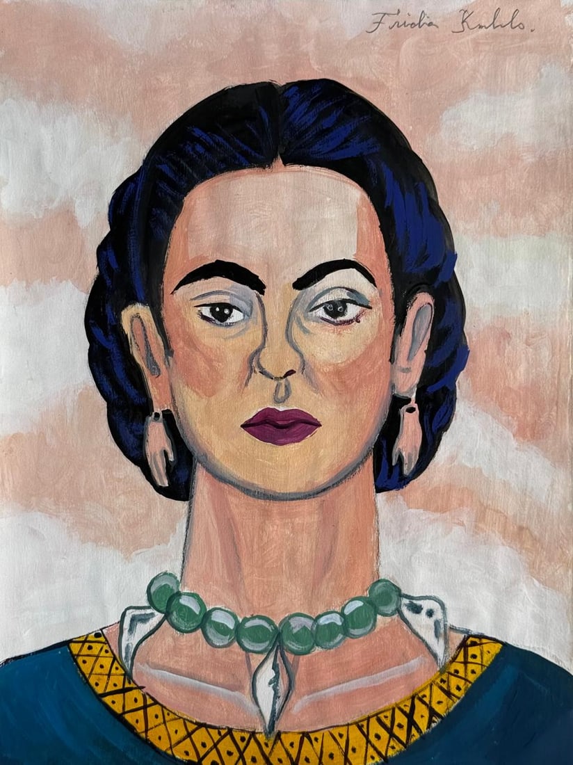 Frida Kahlo (Drawing on Paper Painting) Style of (1 of 4)